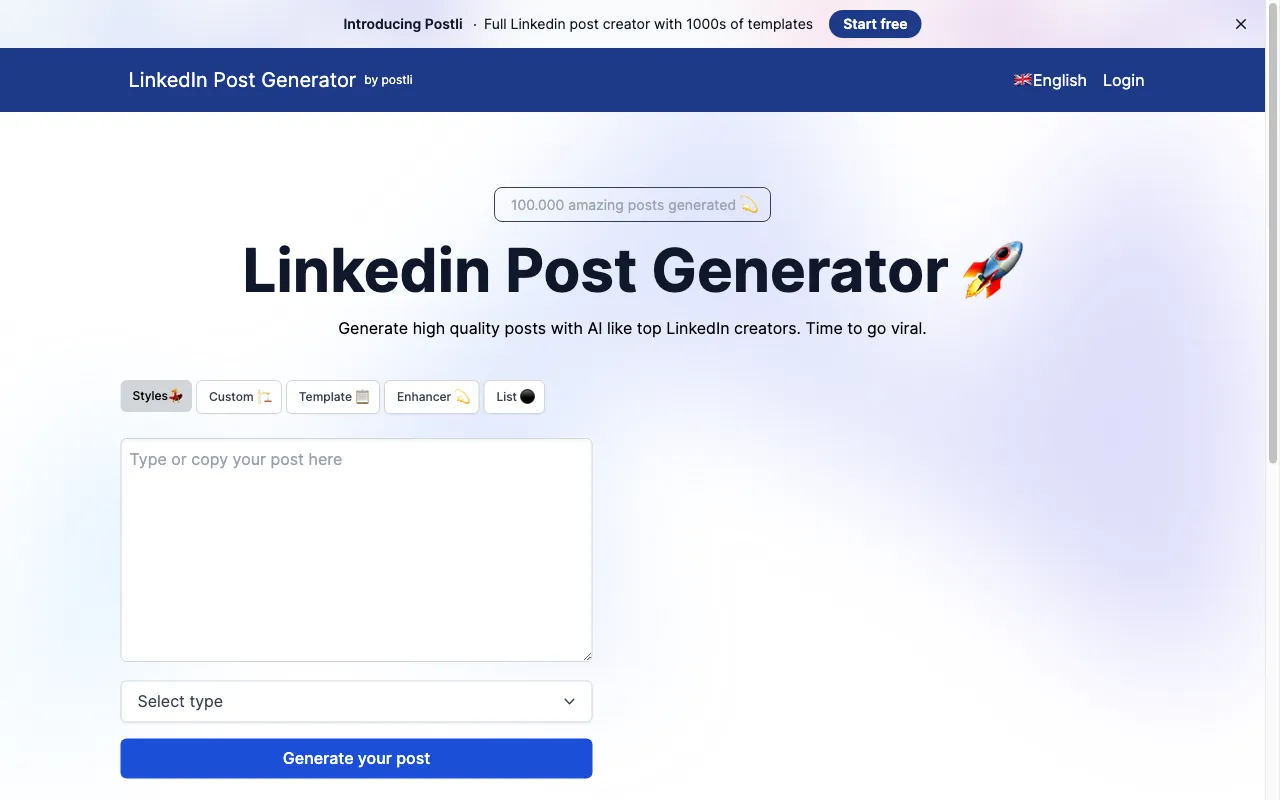 LinkedIn Post Generator — preview screenshot