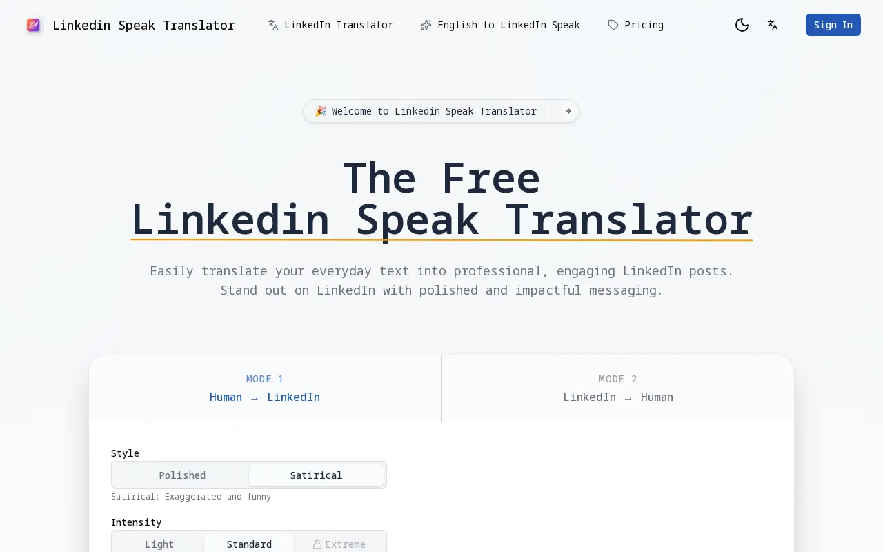 LinkedIn Speak Translator — preview screenshot