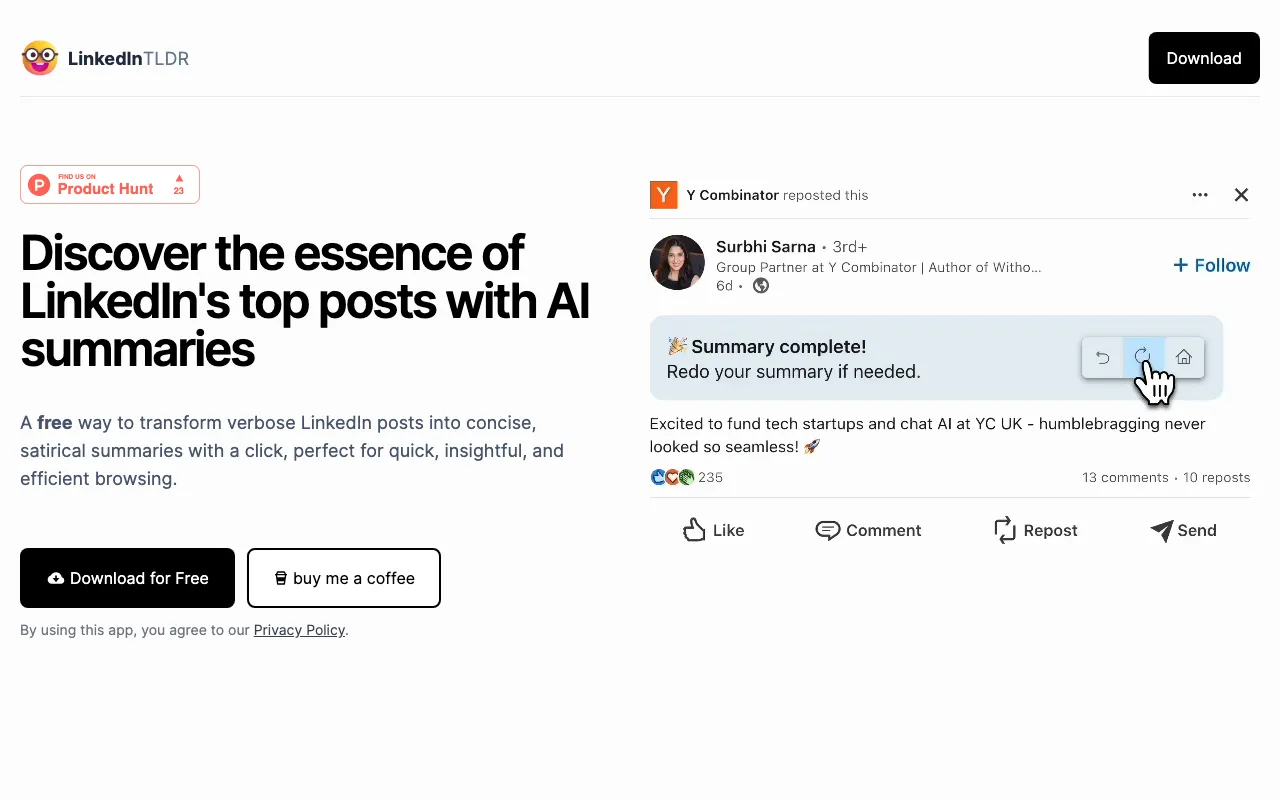 LinkedIn TLDR — preview screenshot