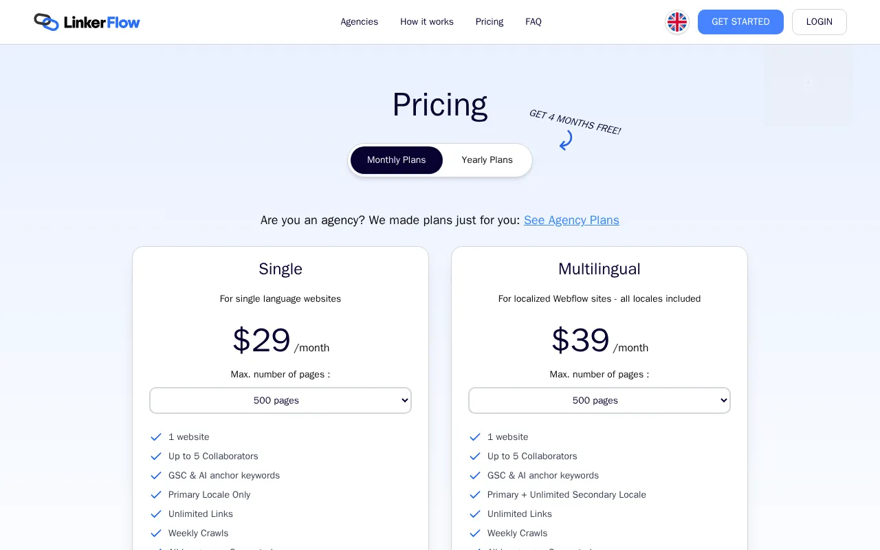 LinkerFlow — pricing page