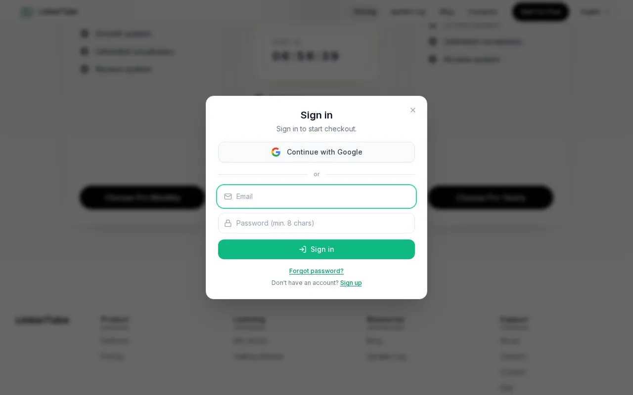 LinkerTube — pricing page