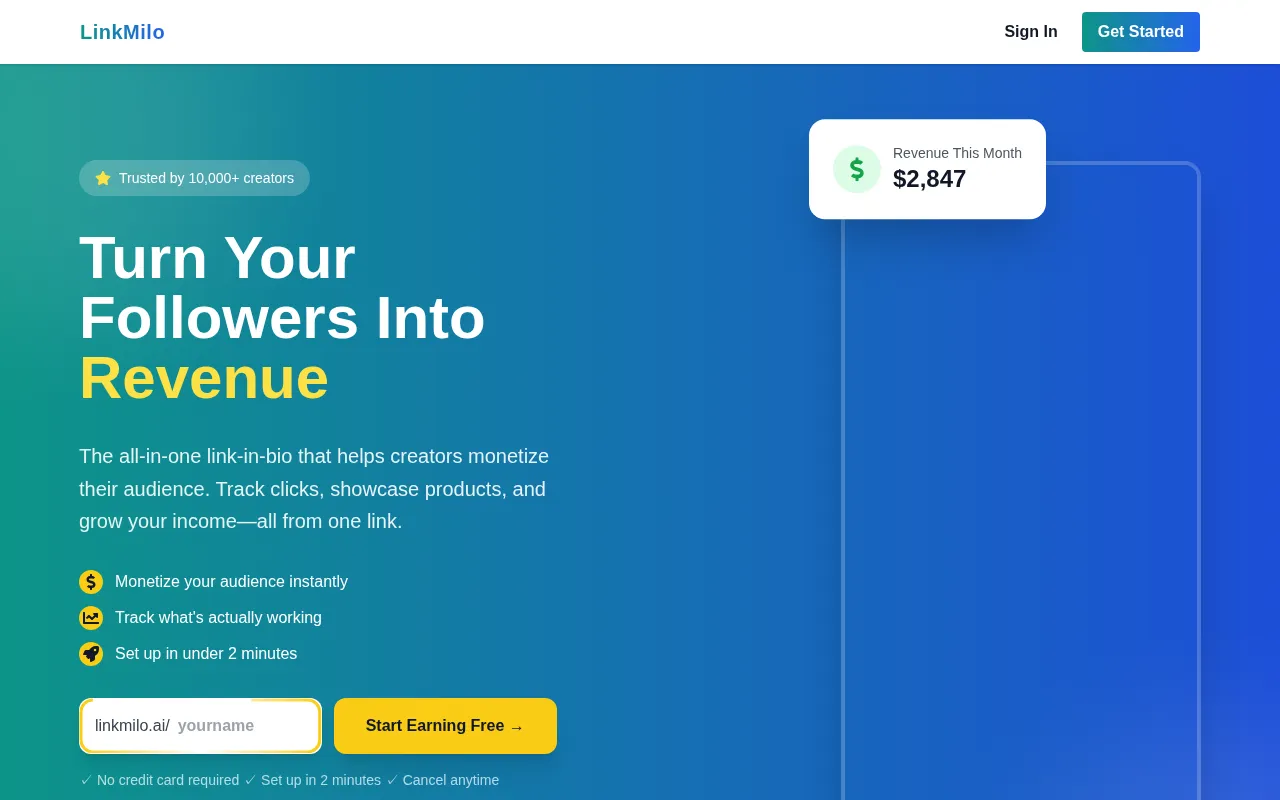 LinkMilo.AI — preview screenshot
