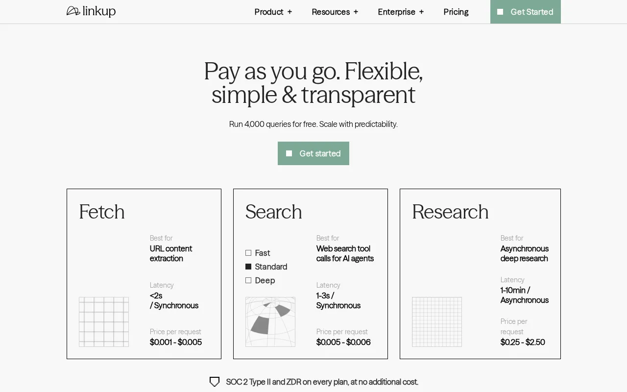 Linkup — pricing page