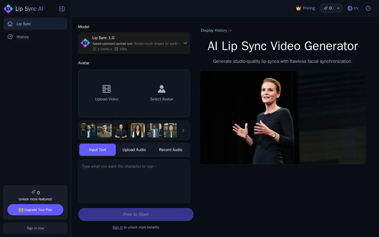 Lip Sync AI Video Generator — preview screenshot