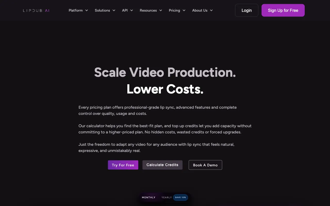 LipDub AI — pricing page