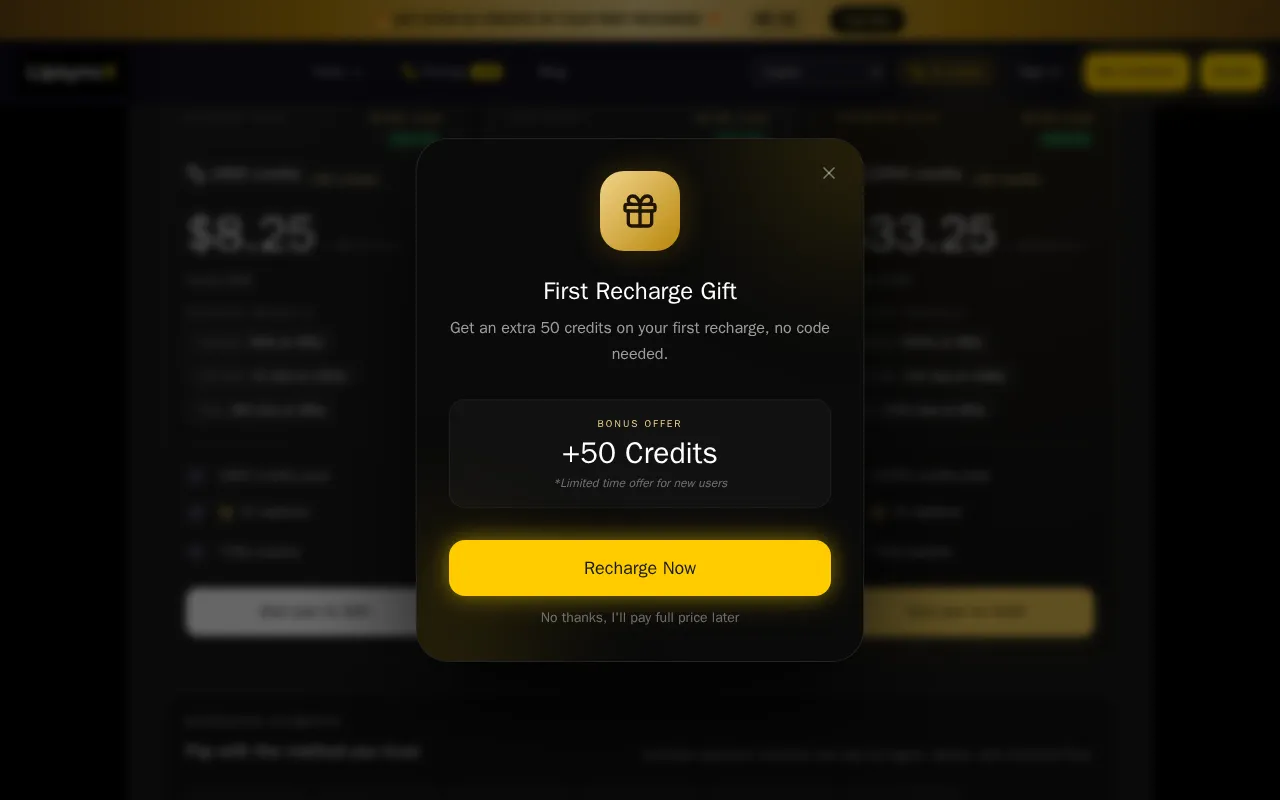 LipsyncX — pricing page