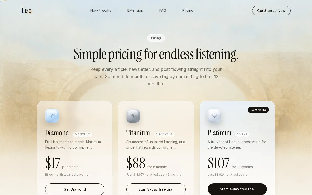 Liso — pricing page