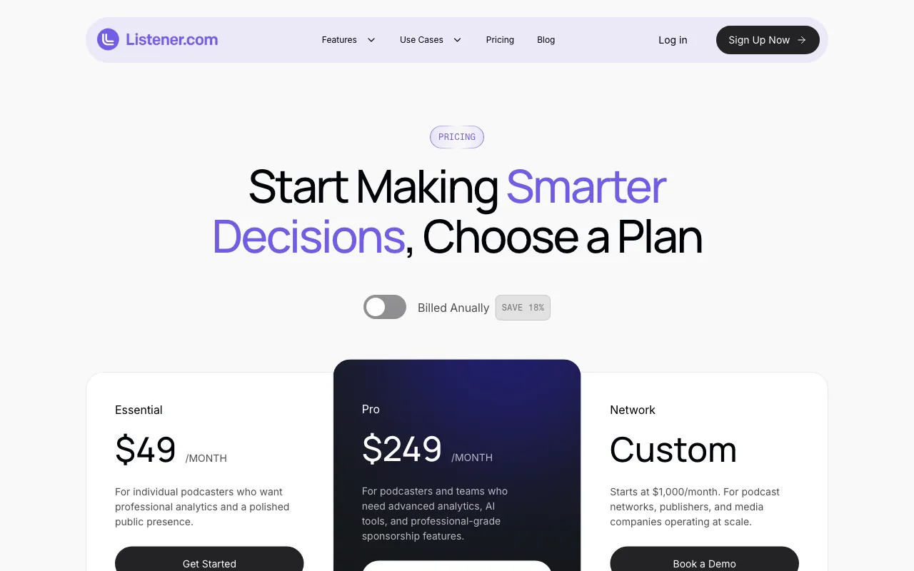 Listener.fm — pricing page