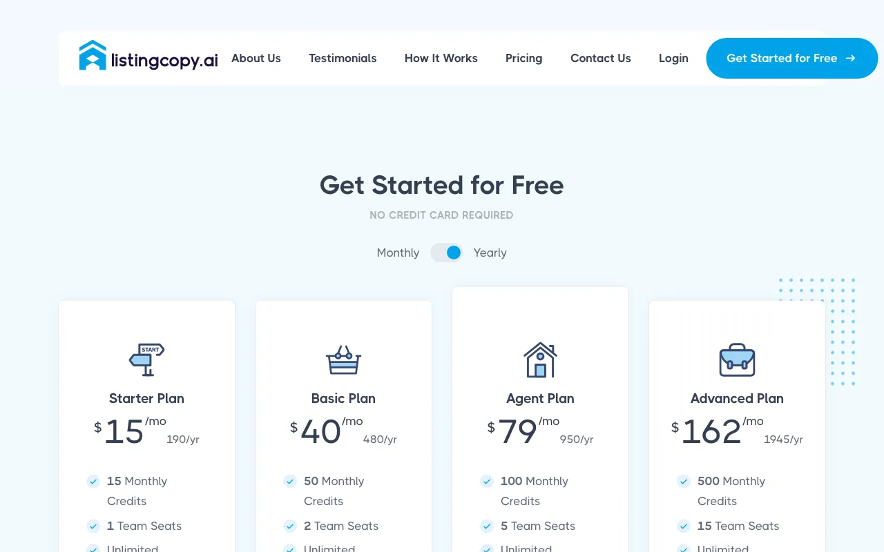 Listingcopy.ai — pricing page