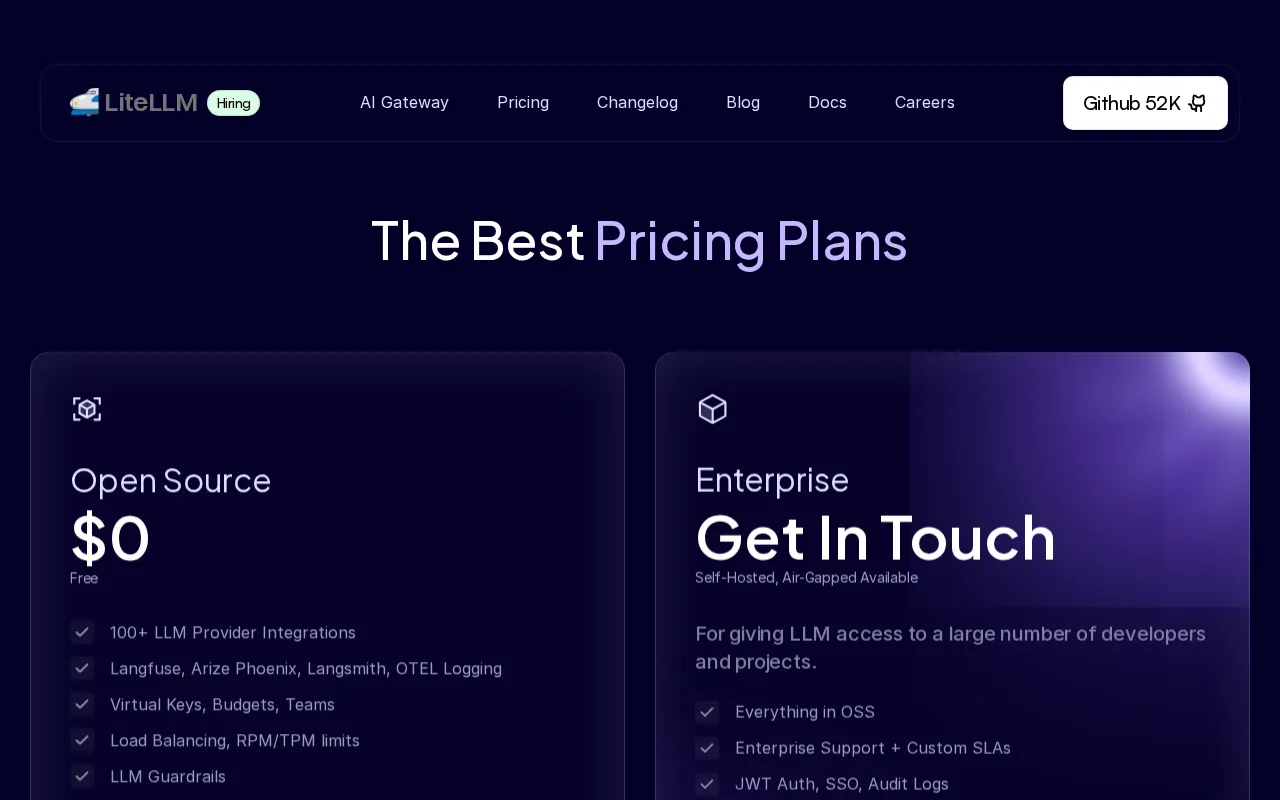 liteLLM — pricing page