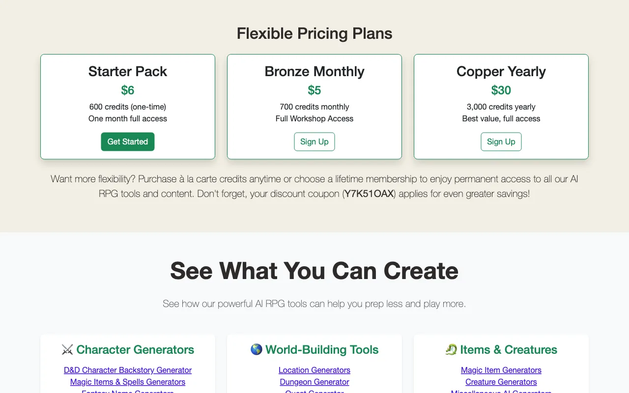 LitRPG Adventures — pricing page