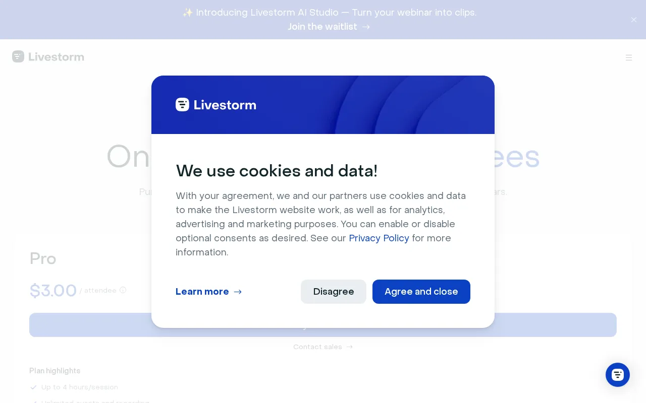 Livestorm — pricing page