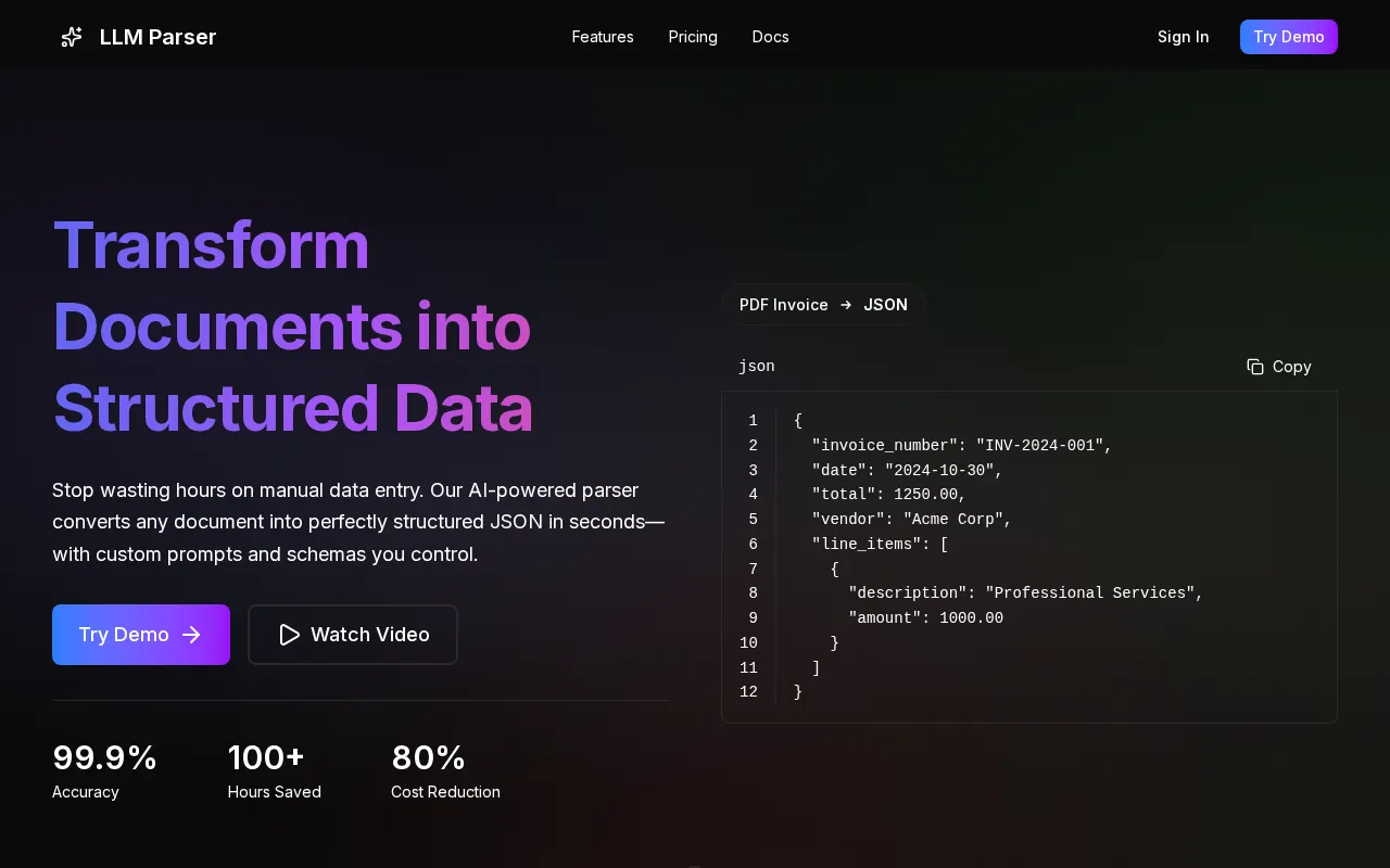 LLM Parser — preview screenshot