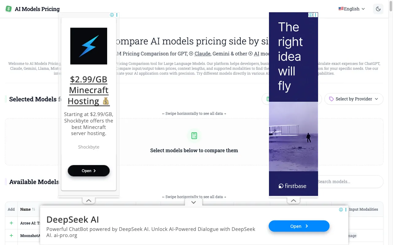 LLM Pricing — pricing page