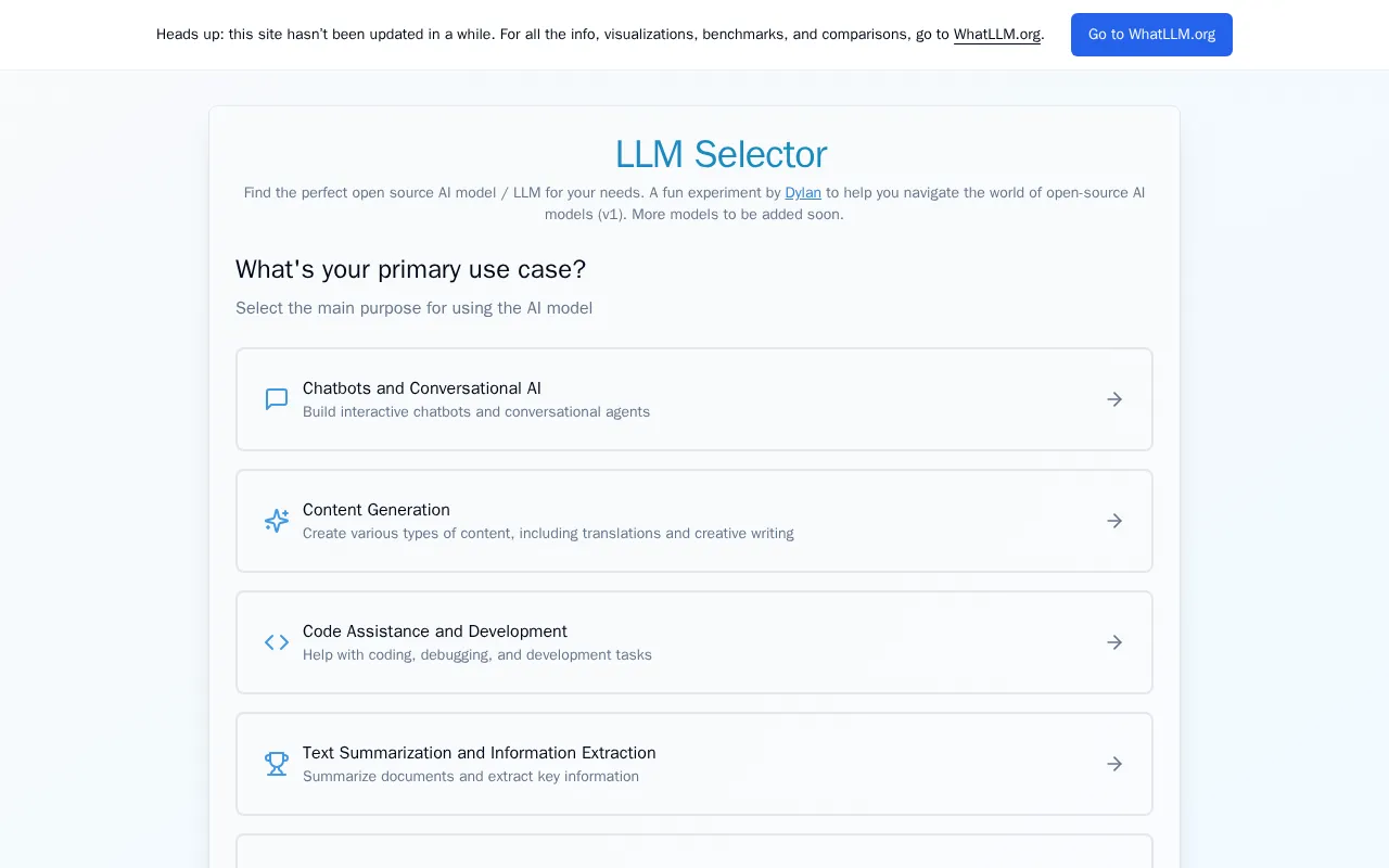 LLM Selector — preview screenshot