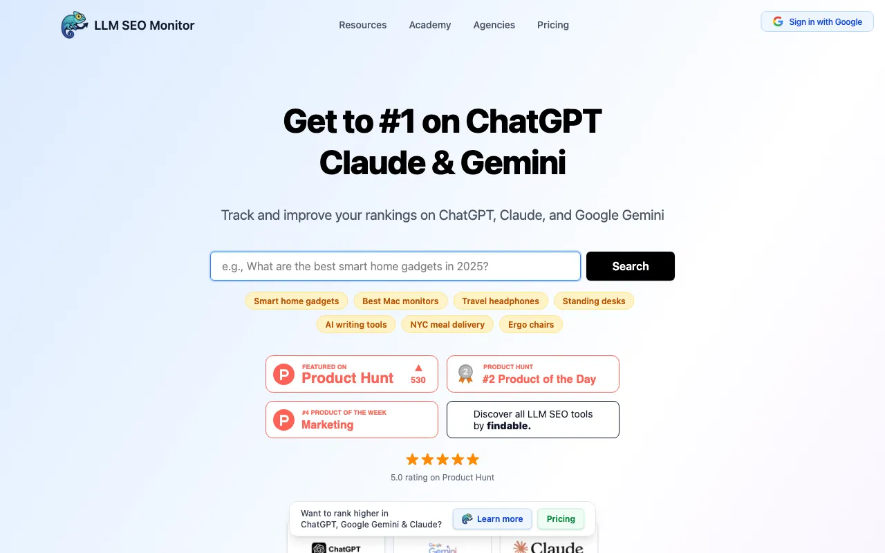 LLM SEO Monitor — preview screenshot