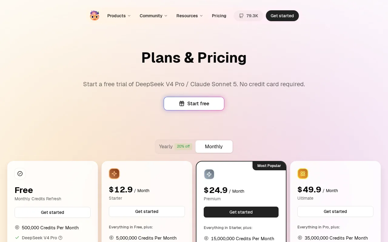 LobeHub — pricing page