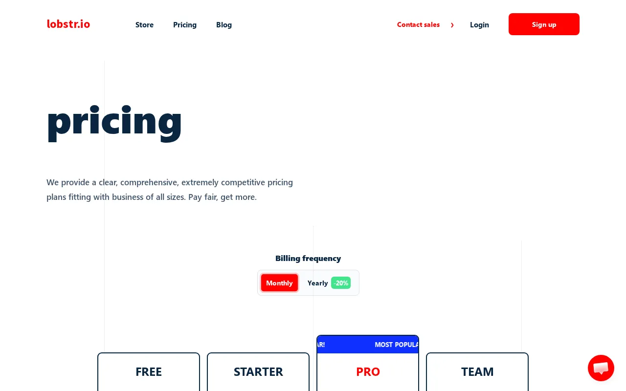 lobstr — pricing page
