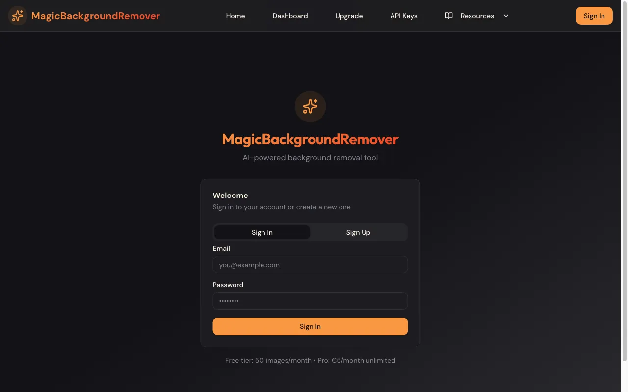 MagicBackgroundRemover.com — pricing page
