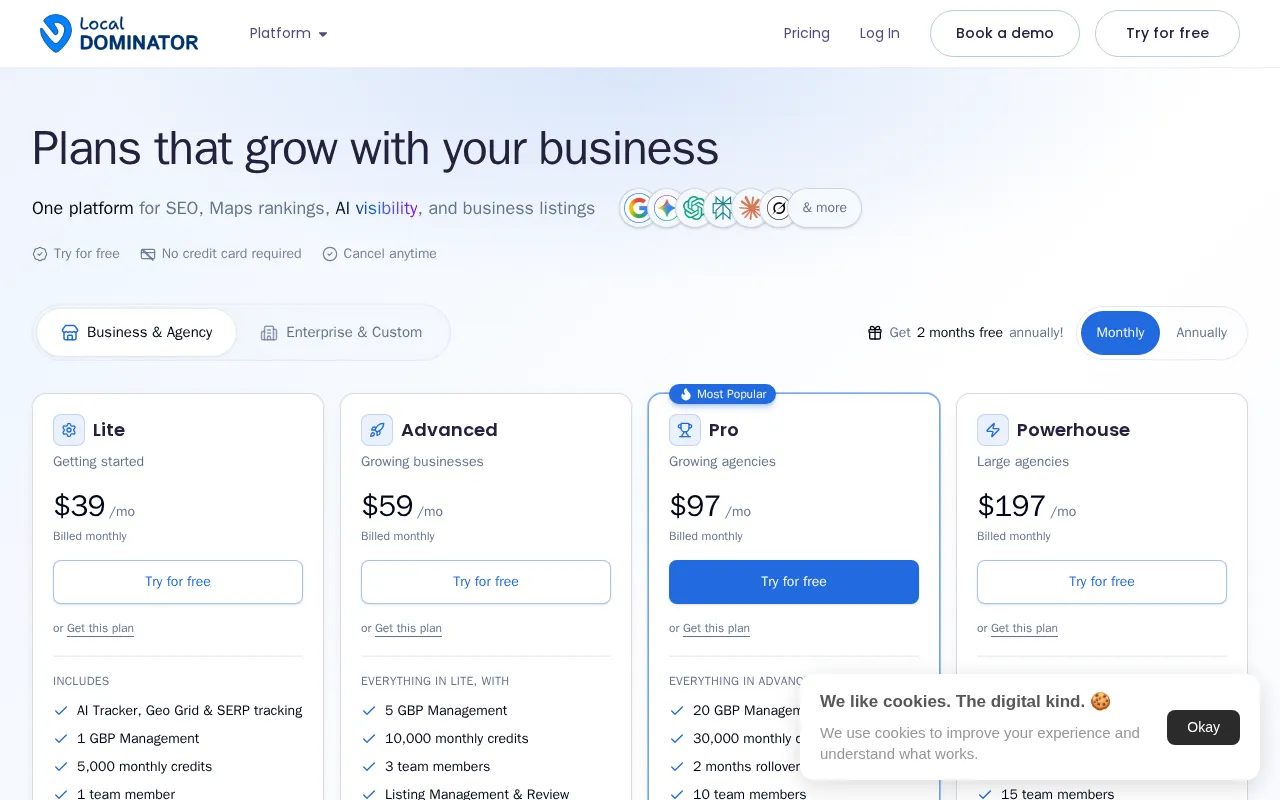 Local Dominator — pricing page
