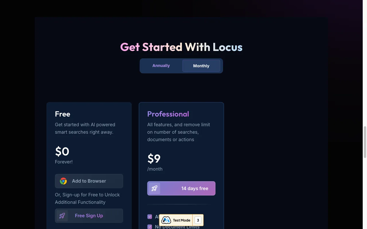 Locus — pricing page