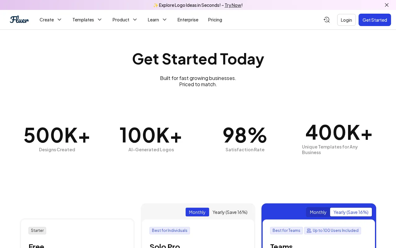 Logo Maker by Fluer — pricing page