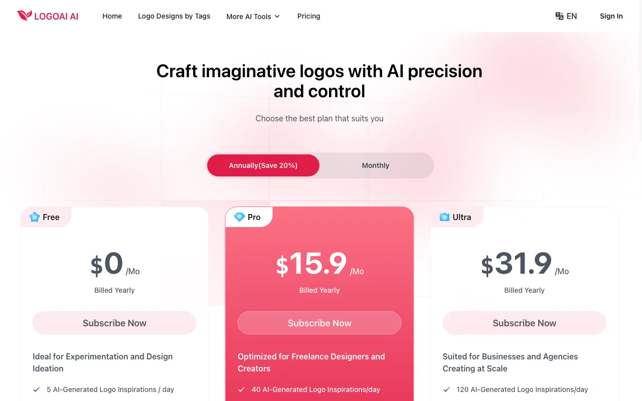 LogoAI.ai — pricing page