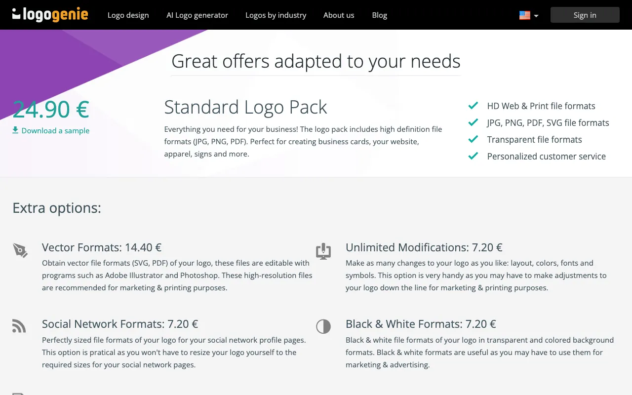 Logogenie — pricing page