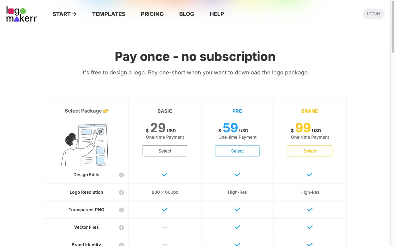 Logomakerr.ai — pricing page