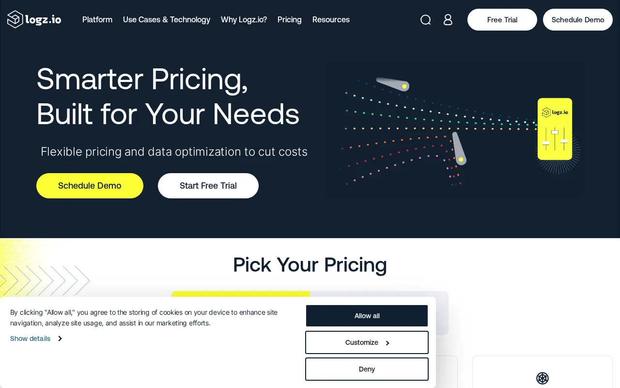 Logz.io — pricing page