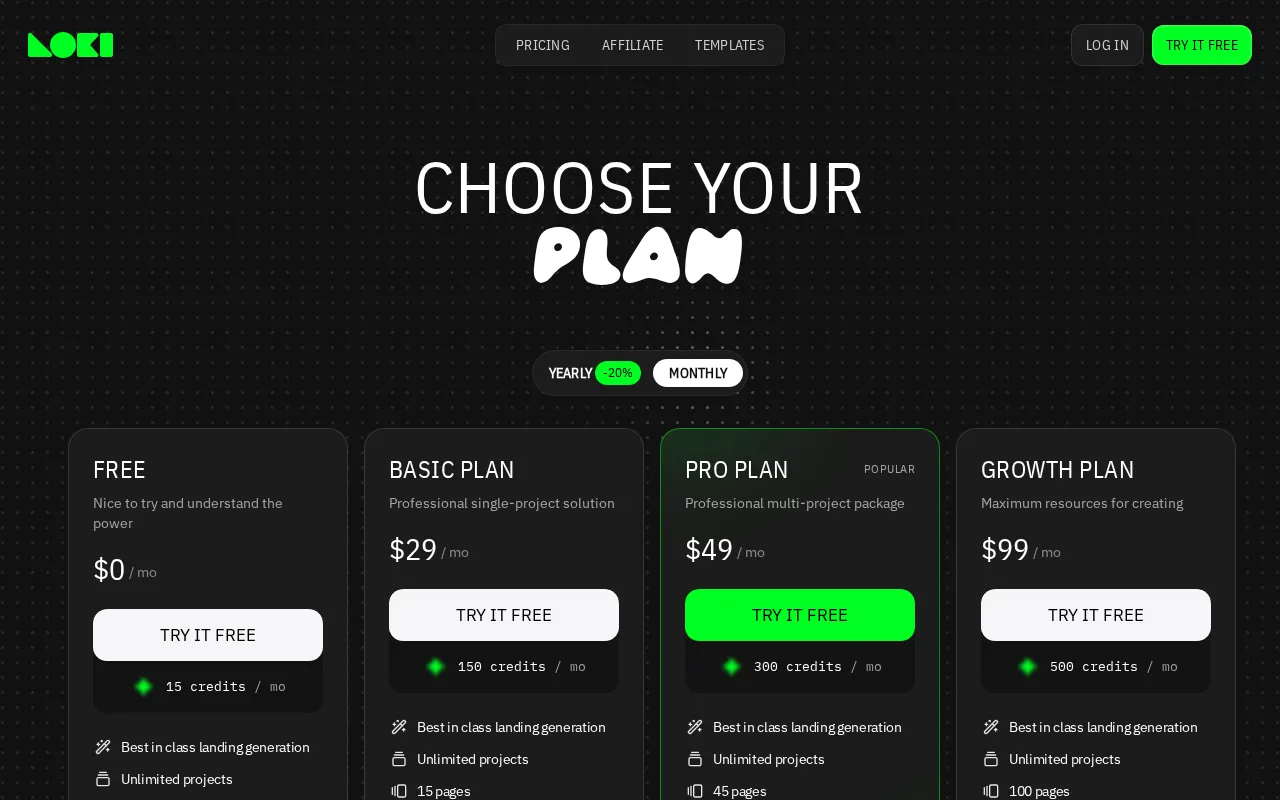 Loki.Build — pricing page