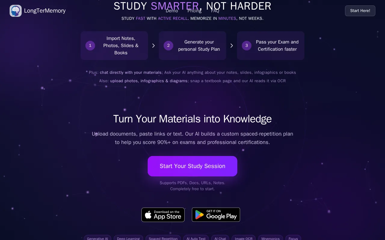 LongTerMemory — pricing page