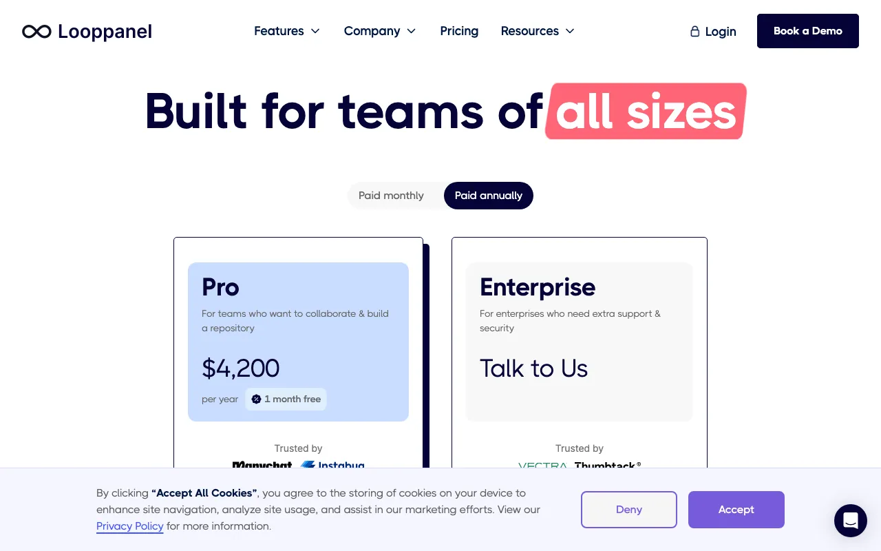 Looppanel — pricing page