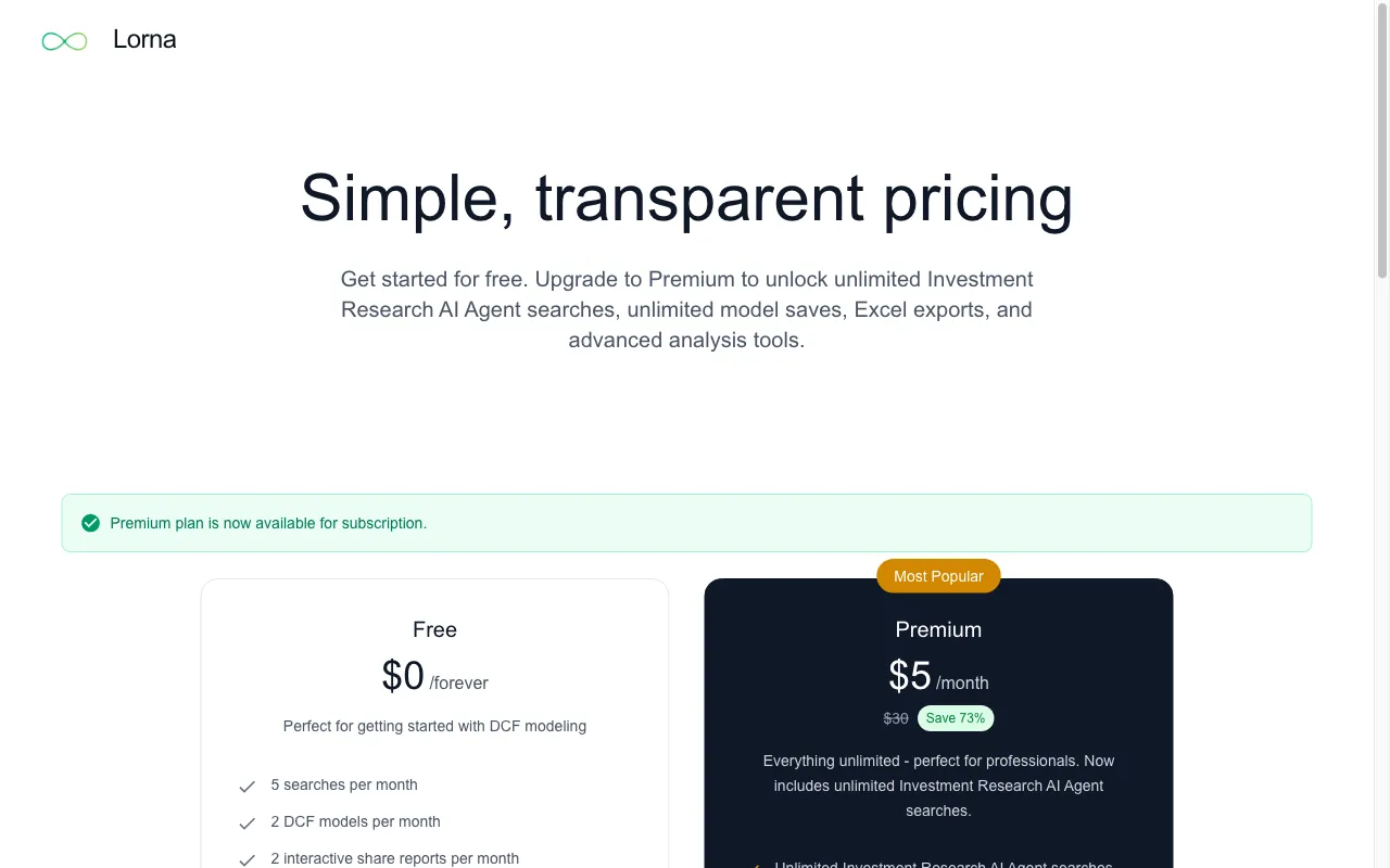 Lorna — pricing page