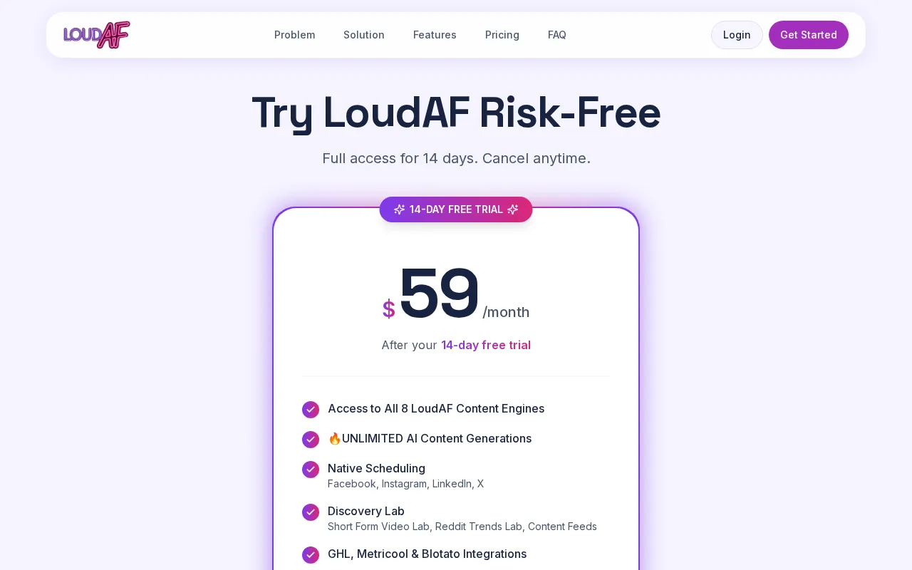 Loud AF — pricing page