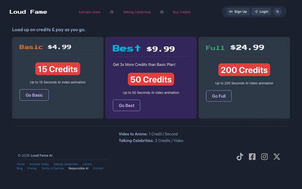 Loud Fame — pricing page