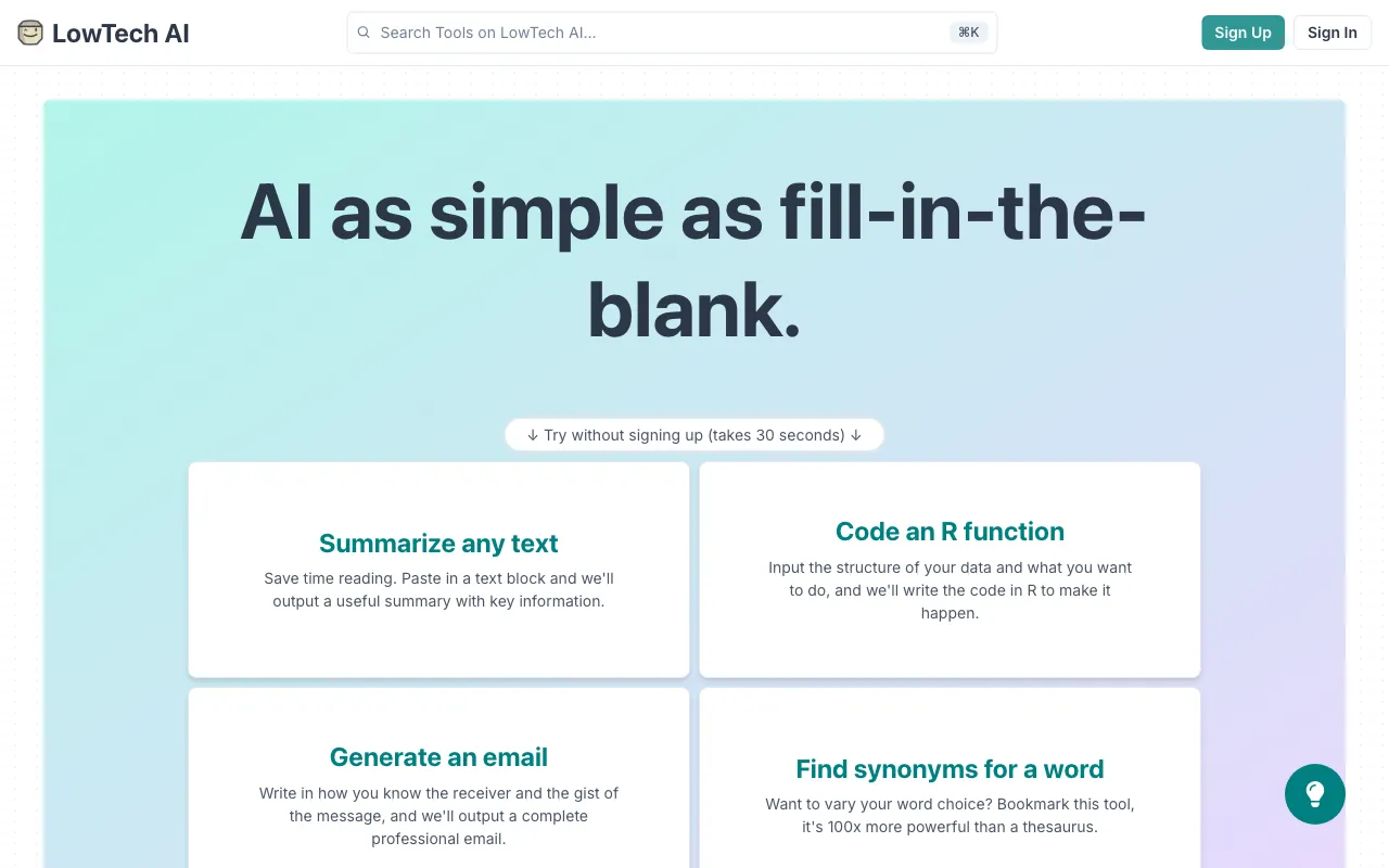 LowTech AI — preview screenshot