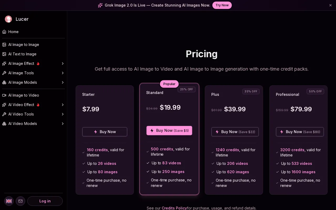 Lucer — pricing page