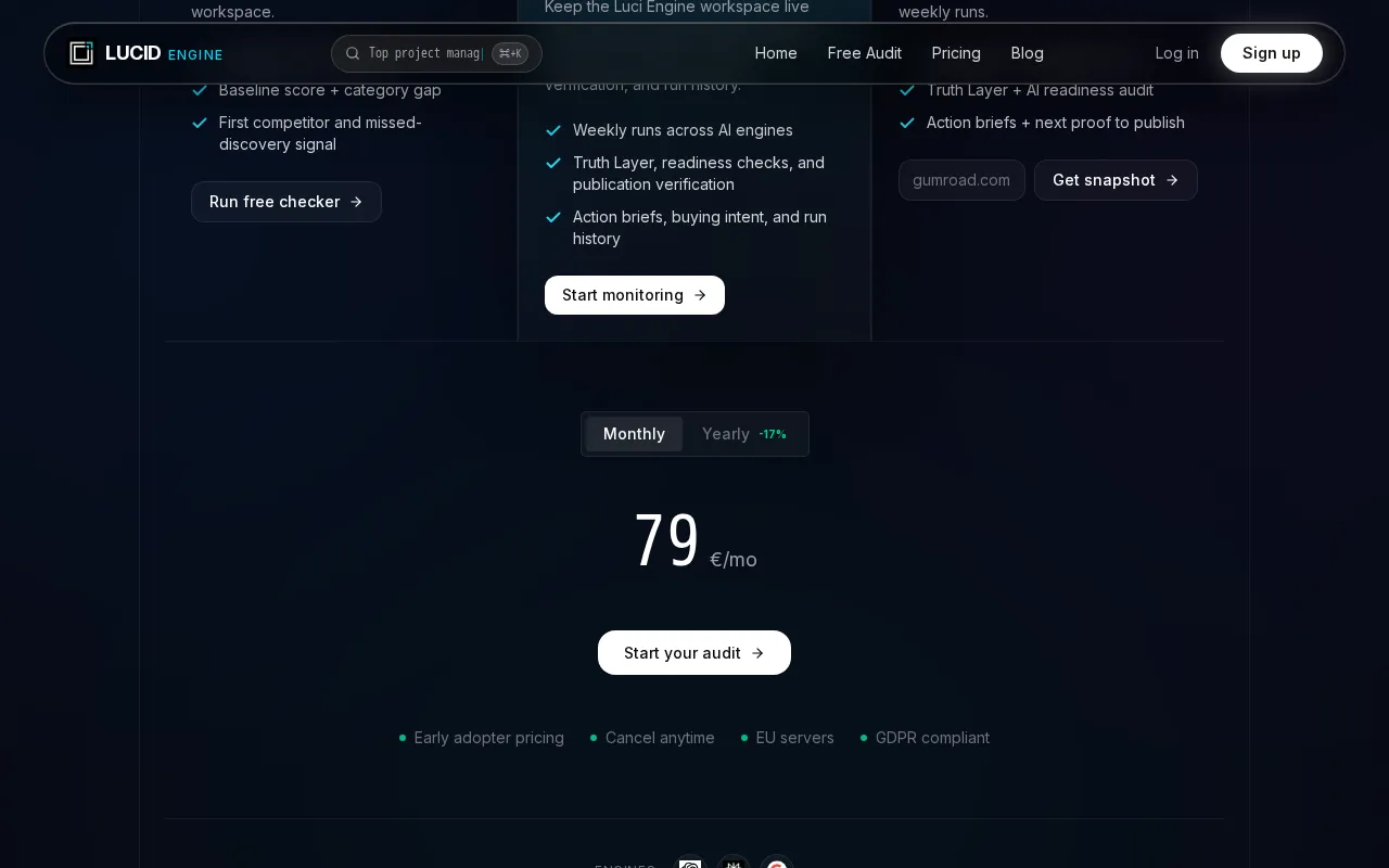 Lucid Engine — pricing page