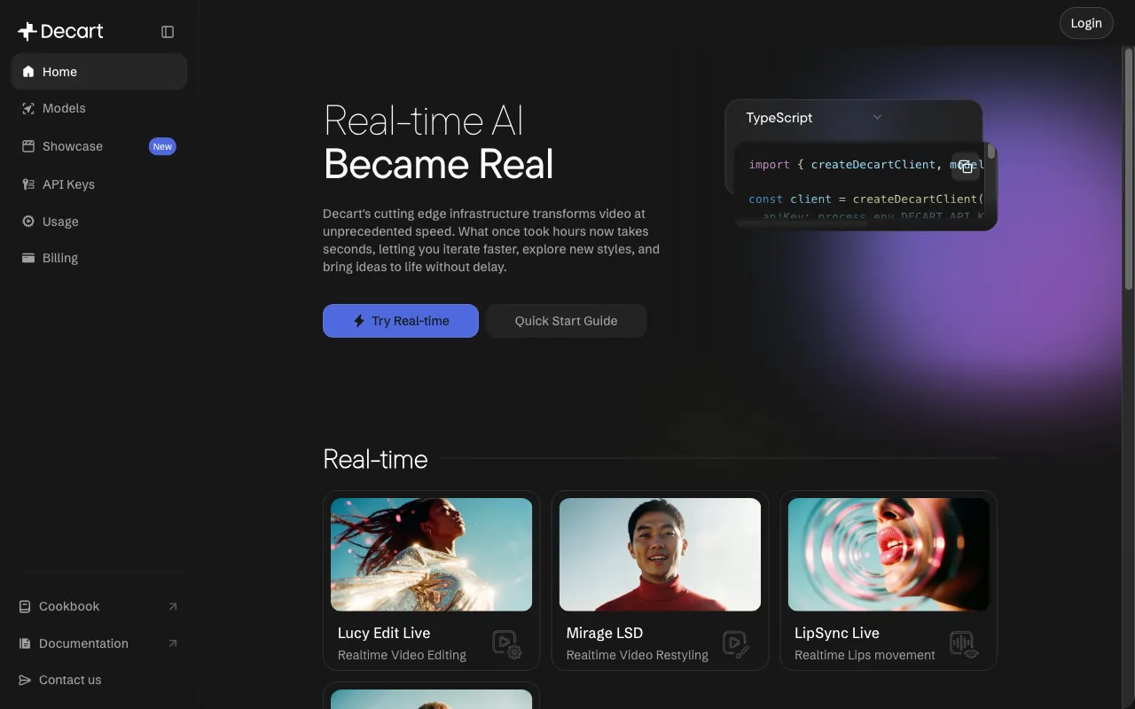 Decart API Platform — preview screenshot