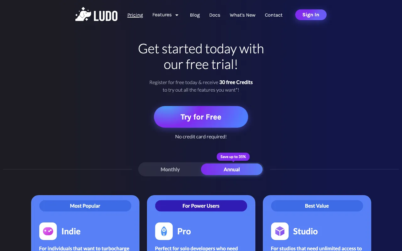 Ludo — pricing page