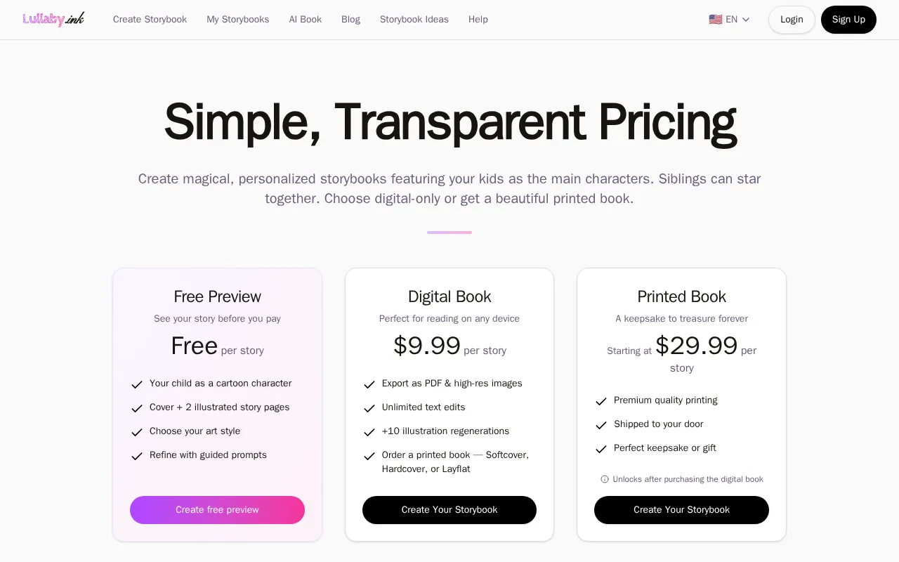 Lullaby — pricing page