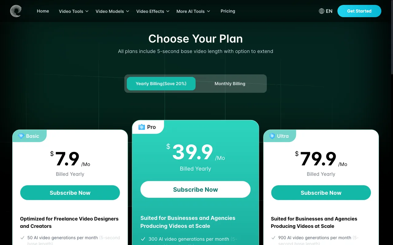 Luma AI Video Generator Free Online Powered By Dream Machine — pricing page