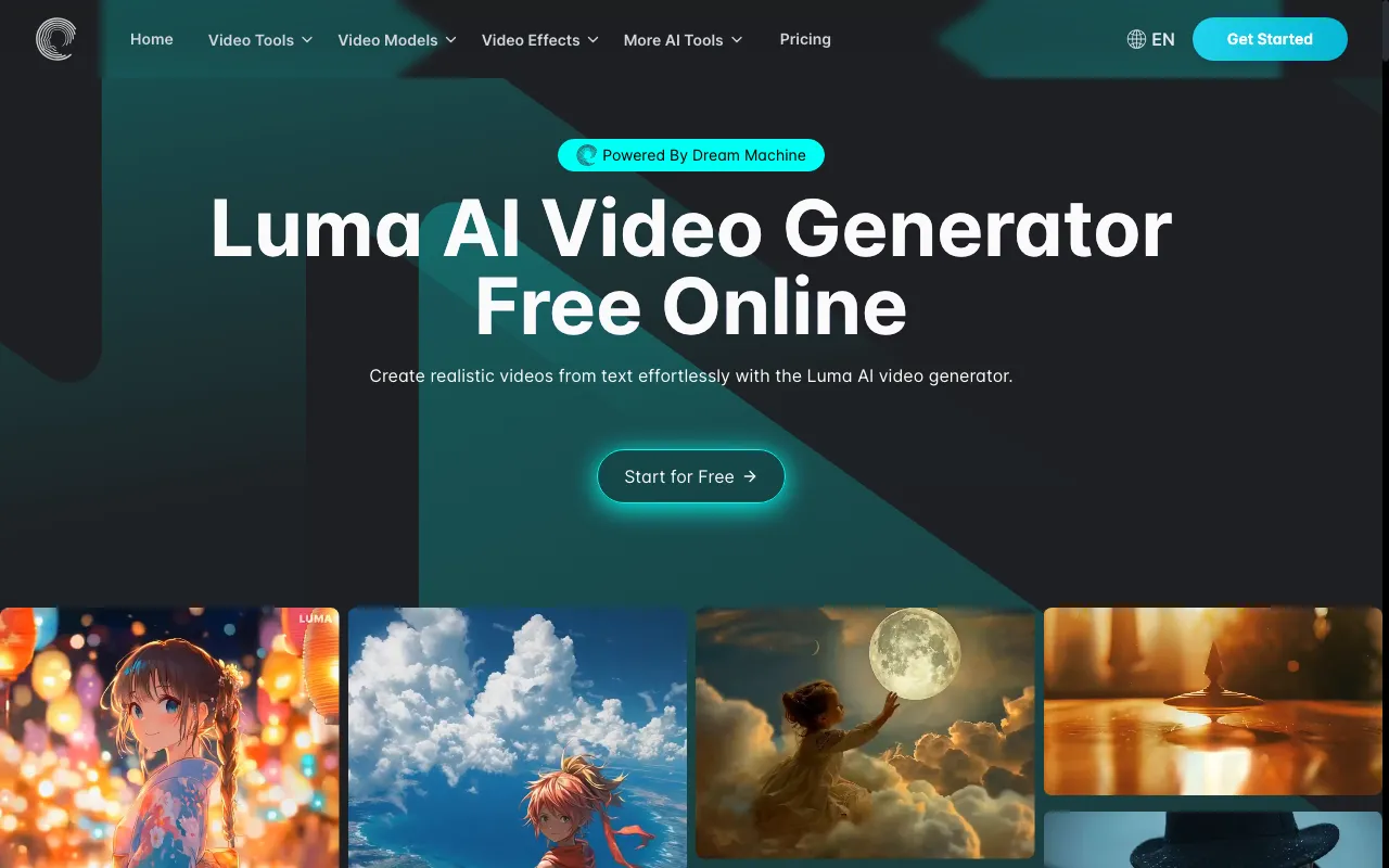 Luma AI Video Generator Free Online Powered By Dream Machine — preview screenshot