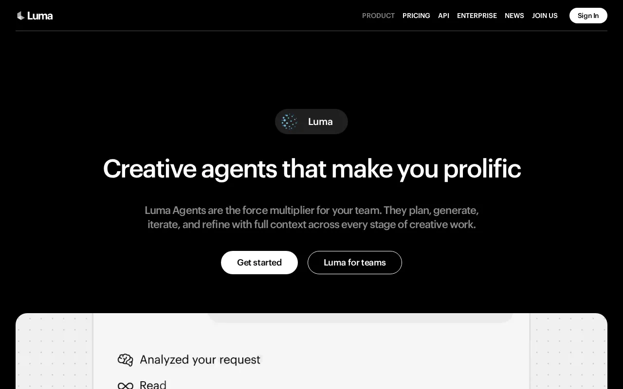 Luma Dream Machine — preview screenshot
