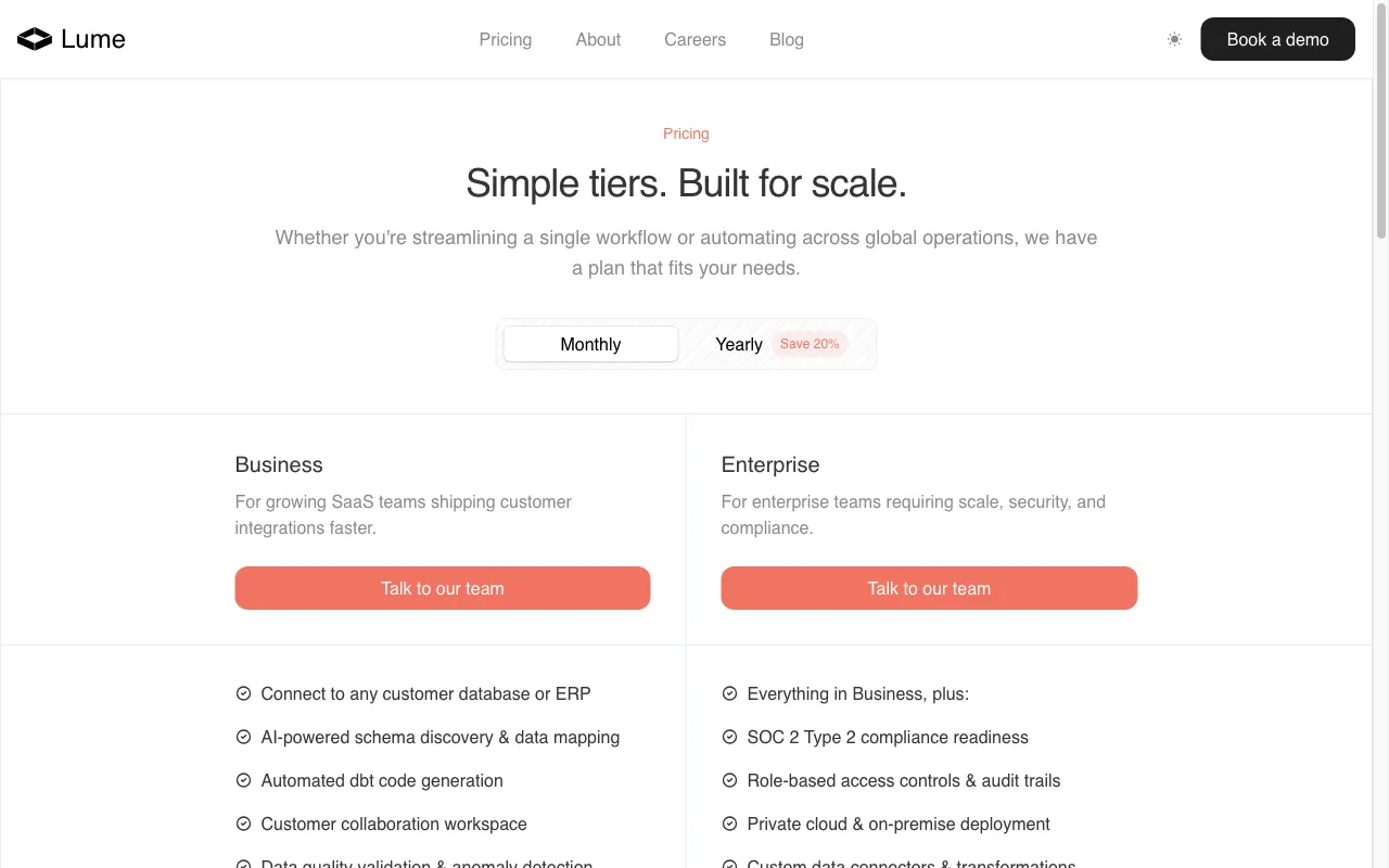 Lume — pricing page
