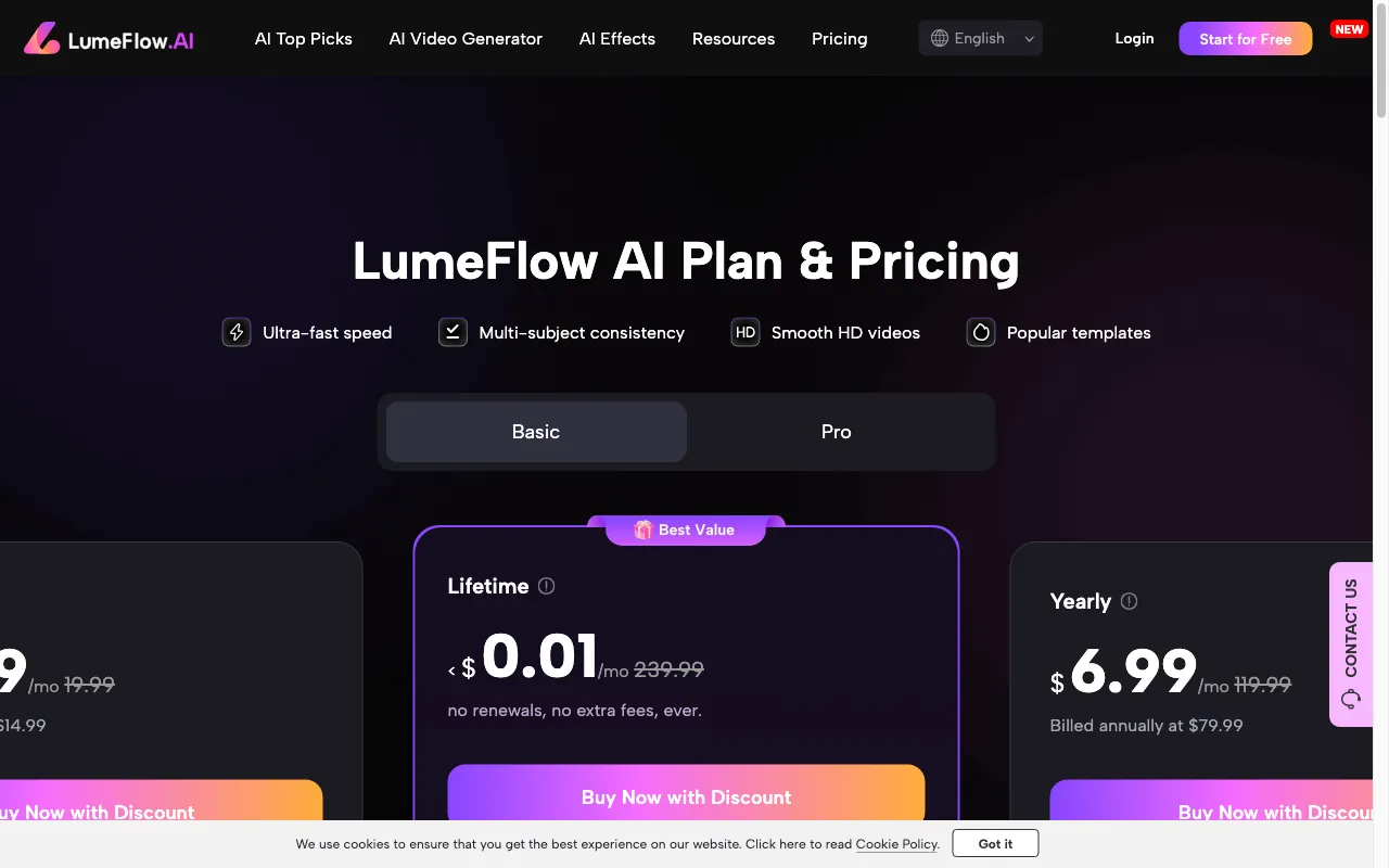 LumeFlow AI — pricing page