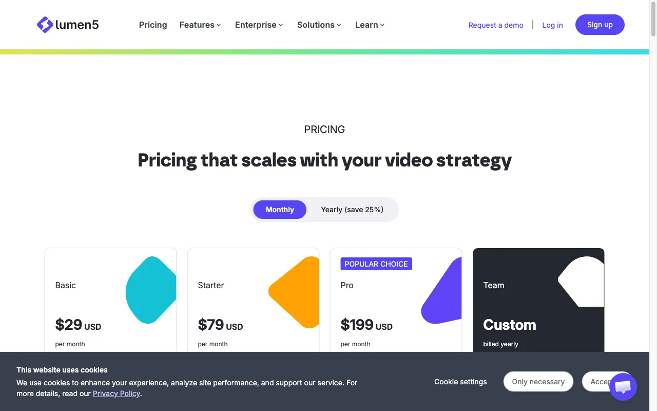 Lumen5 — pricing page