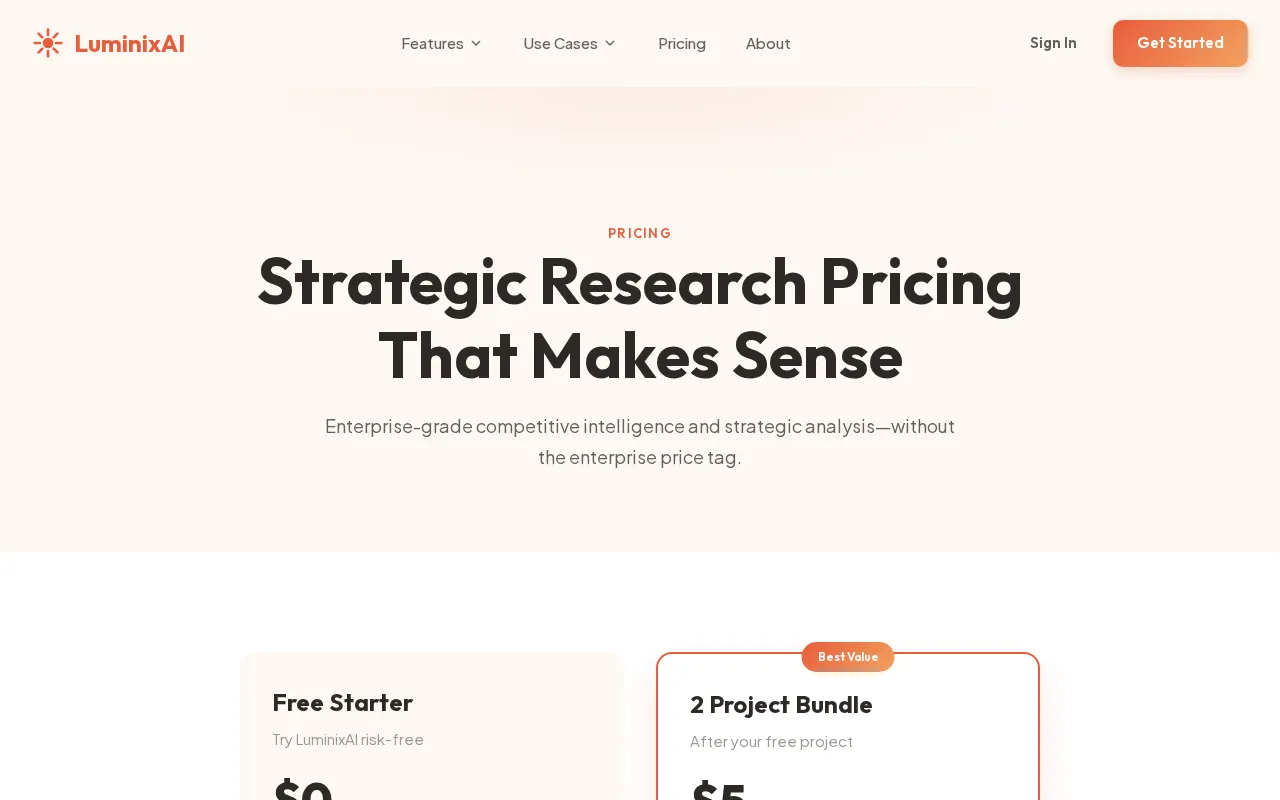 LuminixAI — pricing page