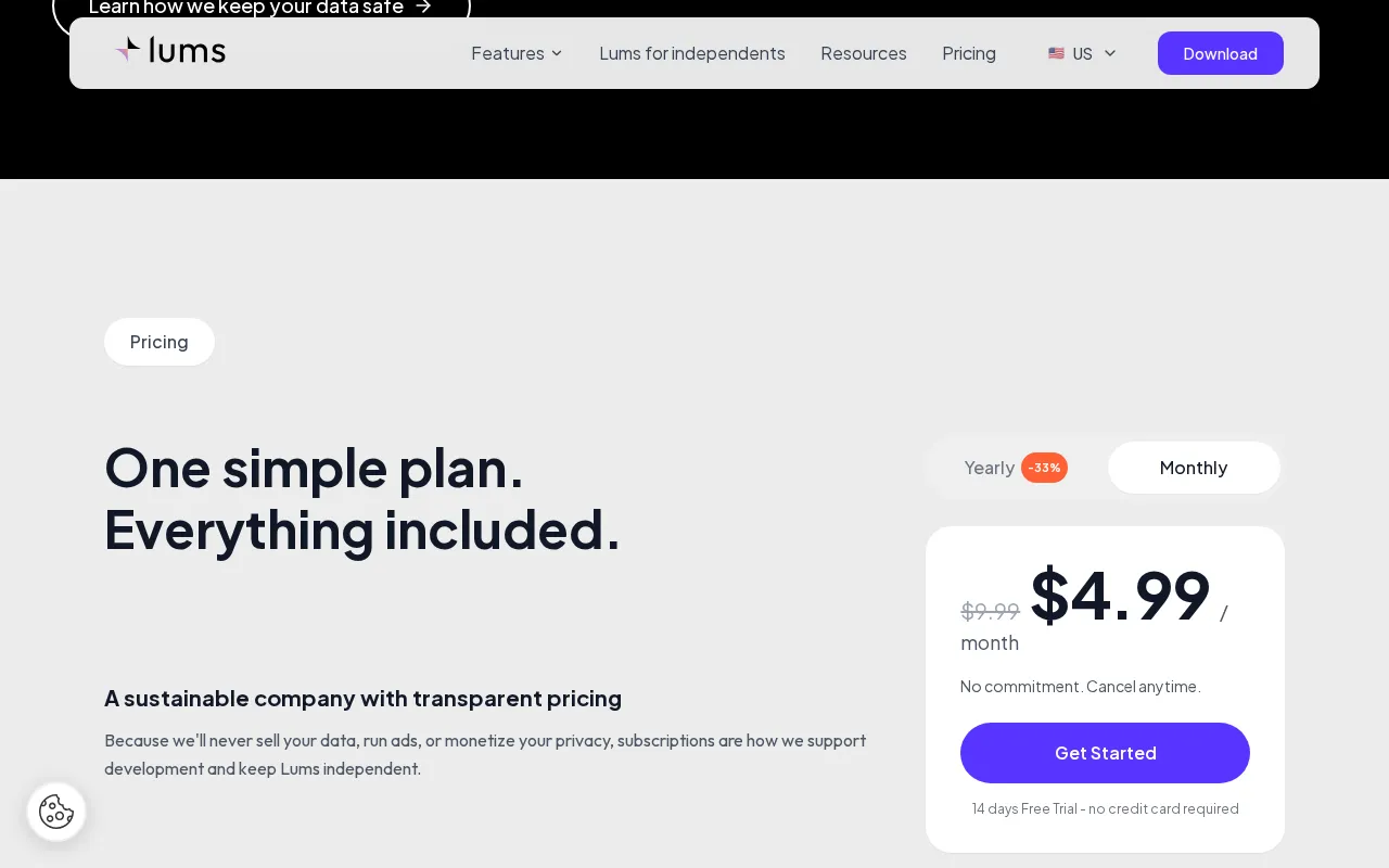 Lums — pricing page